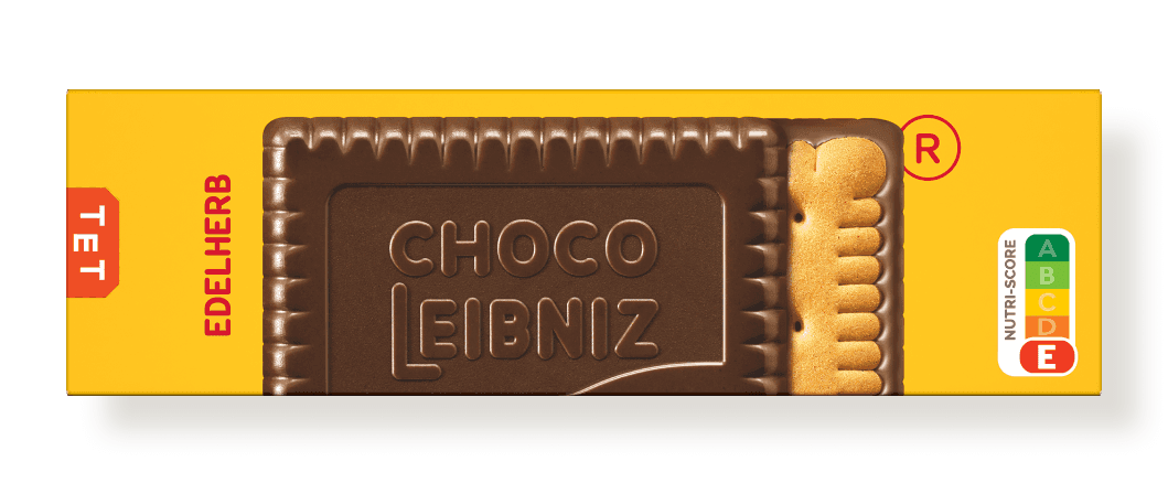 LEIBNIZ Choco Edelherb Verpackung mit Nutri-Score E Label