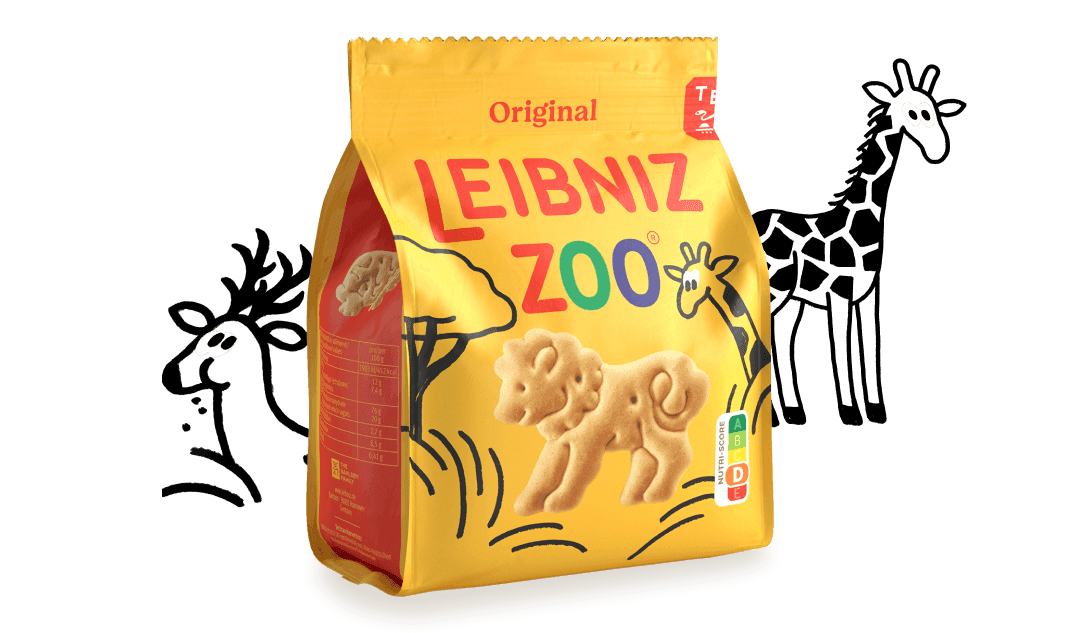 Verpackung der LEIBNIZ ZOO Original Kekse mit einem Keks in Form eines Löwen