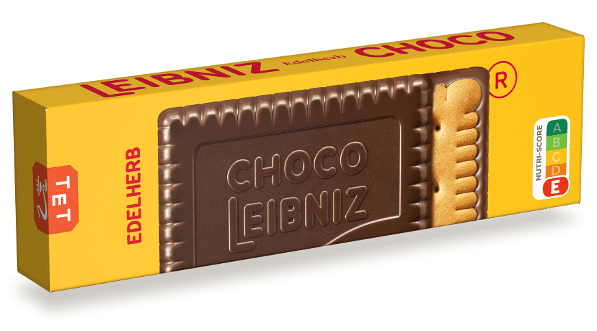 LEIBNIZ Choco Edelherb Verpackung mit Nutri-Score E Label